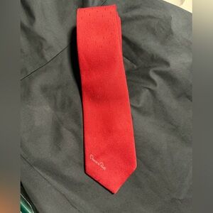 Oscar de la Renta Red Silk Tie with Subtle Texture